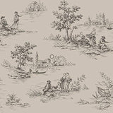 papier peint toile de jouy gris et noir - 326319 - d'Origin - luxury wallcoverings