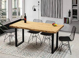 Gozos Berne Table à Manger Moderne avec Plateau en Bois Massif Brut d'Epicéa, Table Fait Main de Cuisine et de Salon avec U-Pieds en Métal Laqué, 6-8 Personnes, 50 mm d'épaisseur, 160 x 80 cm