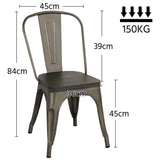 Yaheetech 4 x Chaise de Salle à Manger Industriel Empilable Tabouret de Cuisine Vintage en Fer/métal Assise en bois 36,5 x 36 x 45 cm pour Bar/Bistro/Café