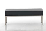 CLP Banc 3 Places LAMEGA 120x40, Rembourrage épais 15 cm, Banquette, châssis en Acier brossé, Similicuir Noir