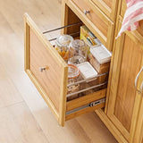 SoBuy® FKW70-N Meuble de Rangement Cuisine Buffet de Cuisine Roulant Desserte sur roulettes en Bambou - Plans de Travail en Acier INOX Grande Armoire de Rangement