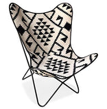 Alterego Fauteuil Papillon 'Fox' en Coton Blanc et Motifs Noirs