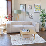 HOMIFAB Canapé modulable 3 Places en Velours côtelé Beige - Roma