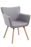 CLP Chaise De Salle A Manger Antwerpen en Tissu I Chaise Design Retro Scandianve Dossier Et Accoudoirs I Fauteuil De Salon Confortable Gris, Piètement: Nature