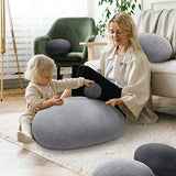 VERCART Gros Coussin de Sol Créatif Rond, énorme Pouf de Décoration pour Salon Terrasse, Coussin Decoratif 3D Imitation Pierre, Mélange de Gris Clair et Foncé 6 Pièces