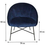 Nimara Fauteuil en velours | Fauteuil avec tissu en velours et accoudoirs | Fauteuil de salon avec confort et détente | Fauteuil de qualité en bleu, gris et rose