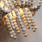 EBayin Luminaire de ferme rétro bohème, lustre en perles de bois, blanc vintage, 4 lumières, suspension perlée suspendue, pour salon de couloir intérieur Full moon