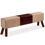 Festnight Banc Cuir Véritable Tabouret de Style Vintage Marron et Beige 160 x 28 x 50 cm