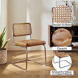 Zouron Chaises De Cuisine en Rotin Lot de 2, Chaises De Salle à Manger Modernes du Milieu du SièCle, Chaises De Cuisine sans Accoudoirs avec Dossier en Rotin Tressé, Pieds en MéTal, Marron