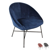 Nimara Fauteuil en velours | Fauteuil avec tissu en velours et accoudoirs | Fauteuil de salon avec confort et détente | Fauteuil de qualité en bleu, gris et rose