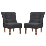 vidaXL 2X Fauteuils en Style Français Tissu Gris Chaises de Salon Maison