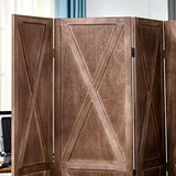 HOMCOM Paravent intérieur 4 Panneaux 182 x 170 cm Style campagnard Chic - séparateur de pièce avec croisillons - Bois de Paulownia Noyer
