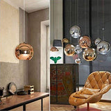 Industrial miroir moderne verre boule luminaire, miroir ajustable, Pendentif boule Ligh, ombre de lampe de plafond pour cuisine, salle à manger, Bar (Gold, 25cm)