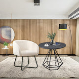 Mingone Fauteuil Simple en Laine d’Agneau Petit Fauteuil Coiffeuse Chaise Pieds en Fer Croisé avec Dossier et Accoudoirs pour Salon Chambre Club Coiffeuse, Blanc