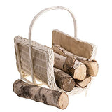 Panier de cheminée en osier beige avec housse en jute