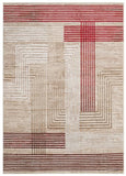 TAPISO Crystal Tapis Poils Courts Moderne Rouge Blanc Beige Motif Lignes Effet 3D Brillant Doux Tapis Salon Chambre Adulte Salle à Manger Oeko-TEX 160 x 220 cm