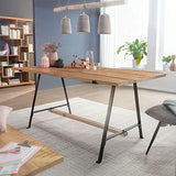 WOHNLING Mango Table de Salle à Manger en Bois Massif Massif avec Structure en métal 200 x 78,5 x 100 cm