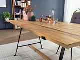 WOHNLING Mango Table de Salle à Manger en Bois Massif Massif avec Structure en métal 200 x 78,5 x 100 cm