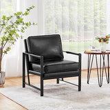 Yaheetech Fauteuil de Salon Confortable Cadre Métal Fauteuil de Chaise pour Salon Chambre Salle de Séjour Bureau Intérieur Noir