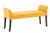 CLP Banquette Cleopatra Rembourrée Revêtement en Tissu - Chaise Longue avec Accoudoirs - Piétement en Bois - Banquette Capitonnée - Couleur: Jaune, Antique foncé