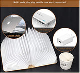LED Bois Livre Lampes,Lampes décoratives,Petit lampe de chevet LED pliable en bois Blanc chaud en papier avec câble USB,Veilleuse Lumieres,Lampe de Lecture Pliante,Le cadeau parfait pour les femmes
