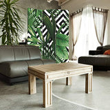 Feeby Frames Paravent déco Feuilles Impression 1 Face 3 Panneaux Vert 110x150 cm