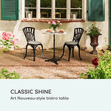 blumfeldt Patras - Table de bistrot avec Bord décoratif, Table Haute avec Pied en Fonte, Table de Bar pour l'intérieur et l'extérieur, imperméable, résistante au Gel, Ø 60cm, Hauteur 71 cm, Blanc