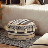 KELUNIS Housse de Pouf carrée Non rembourrée, Repose-Pieds Ottoman tissé en Lin de Coton tricoté Doux pour Salon Chambre à Coucher, Marron,B