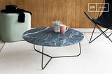 pib Table Basse scandinave Vertü en marbre Vert - Association Facile, Matériaux Nobles | Une Table Basse au Luxe Intemporel Entre marbre Vert et métal Mat - Noir foncé (L80 x H33 x P80 cm)