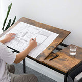 HOOBRO Bureau, Table à Dessin, Table Informatique, Table d’étude avec Dessus Inclinable, avec Pochette de Rangement Amovible et Étagère, Bandes Antidérapantes, Stable, Montage Facile EBF55DN01