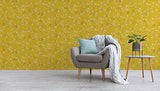 Lenni M1-No.3582 Papier peint intissé Motif fleurs Jaune/gris
