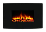 Cheminée électrique murale Egton, vitre bombée noire, 1 & 2 kW, Télécommande programmable 7 jours (L 910 mm x H 580 mm x P 180 mm)