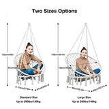 Greenstell Fauteuil Hamac Balançoire en Macramé avec Kit de Suspension, Fauteil Suspendu en Corde de Coton, Fauteuil Suspendu Confortable et Robuste,Capacité Maximum 130 Kilos (Bleu)