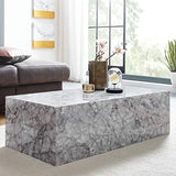 KADIMA DESIGN basse 100x30x50 cm MDF brillant aspect marbre blanc