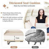 KOMFOTTEU Canapé en rotin en forme d'œuf - Fauteuil de jardin avec coussin - Avec structure en métal - Pour jardin, salon, terrasse