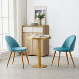 OFCASA 4 x Moderne Chaises de Salle à Manger Velours Bleu Tissu Chaise de Cuisine Rembourrée avec Pieds en Métal Chaises de Salon Meubles