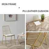 Amrai Chaises de Salle à Manger de Luxe Nordic Light - Siège en Cuir Blanc en métal doré, Chaises de Salle à Manger de Loisirs Tabouret de Bar pour Salon/Cuisine/vanité, Hauteur de l'assise: 43cm