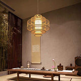 Fine Asianliving Abat-jour Plafonnier Bambou Fait Main - Lena D50cm Bambou Plafonnier Luminaire Lampe Suspendue Suspension Lampe Orientale Chinois Japonais Abat-Jour Fait