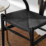 DLL Chaise Wishbone Chaise Y Chaise À Manger En Bois Massif Fauteuils En Rotin Style Naturel Bas Du Dos/Noir / 55×75×45cm