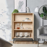 VonHaus Buffet Haut en rotin – 2 Portes, 3 tiroirs avec poignées en métal Noir – Bibliothèque, étagère en Vinyle, Armoire à Boissons, Meuble de Rangement pour Chaussures – Chambre à Coucher, Salon