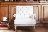 Fauteuil Vintage en Lin Edmond - Bois Massif, Bois Ancien, Grand Confort d'assise, Finition brossée | Structure apparente pour Une élégance Tout en simplicité - Beige (L77 x H88 x P78 cm)