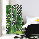 Feeby Frames Paravent déco Feuilles Impression 1 Face 3 Panneaux Vert 110x150 cm