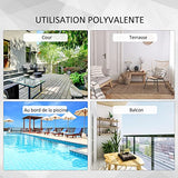 Outsunny Ensemble Bistro de Jardin Style bohème Chic 2 fauteuils avec Coussins + Table Basse résine tressée Beige