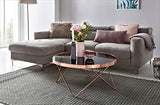 FineBuy Design Table Verre métal ø 82 cm Noir/Cuivre | Table du canapé Moderne | Table Basse en Verre Table | Table de Salon Rond