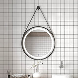 Miroir Suspendu Mural éclairé à LED, Miroirs De Salle De Bains Ronds avec Contrôle Tactile Léger, Miroir De Maquillage en Métal Noir pour Vanité, Salon, Chambre à Coucher(Size:60CM)
