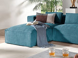 Lisa Design - Canapé d'angle Stella - Canapé 4 Places en Velours Côtelé - Style Contemporain - Fabriqué en Europe - Gauche, Bleu Canard