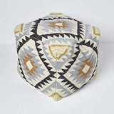 HOMESCAPES Pouf carré en Laine Kilim Agra, Pouf tressé à Motif géométrique, Pouf berbère et bohème déco 43 cm
