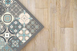 Panorama Tapis du Sol Vinyle Carreaux Ciments Bleu 40x80 cm - Tapis de Cuisine en PVC Linoléum Vinyle - Antidérapant Lavable Ignifuge - Tapis pour Cuisine Bureau Salon - Protection du Sol