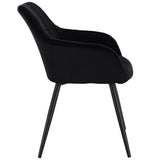 WOLTU Lot de 2 Chaises de Salle à Manger avec accoudoirs, Chaise de Salon Structure en métal et Assise en Velours,Noir BH93sz-2
