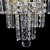 Ridgeyard Lustre en Cristal 3 Lumineux Chaîne Réglable Moderne Style Goutte de Cristal K5 Eclairage LED de Plafonnier Plafond pour chambre salon couloir,7 Niveaux, Or